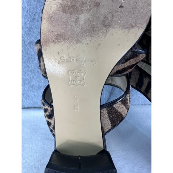 Sesto Meucci Women's sz 9 Animal Print Slip On Slides Sandals Old Money Classic - Picture 8 of 11